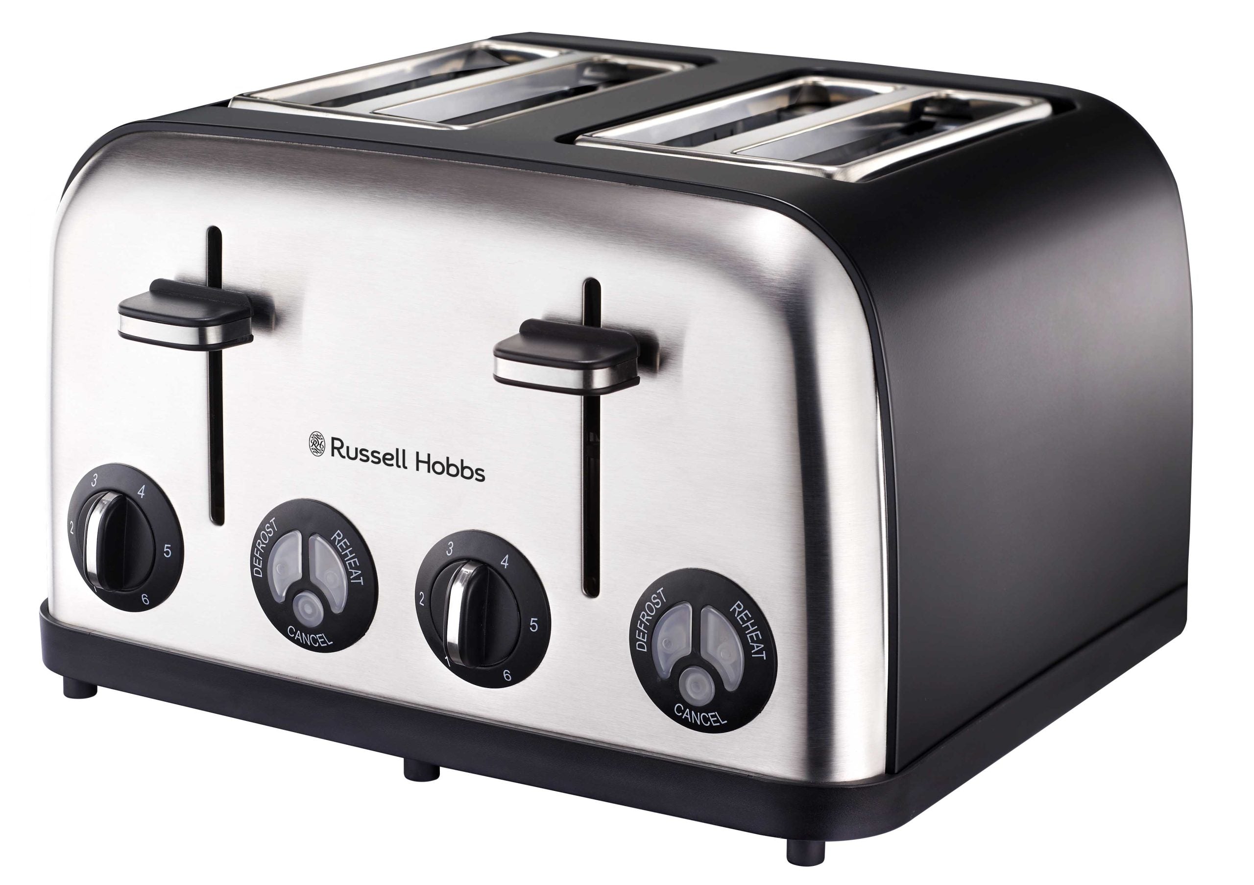 13976 Russell Hobbs Matt Black 4 Slice Toaster