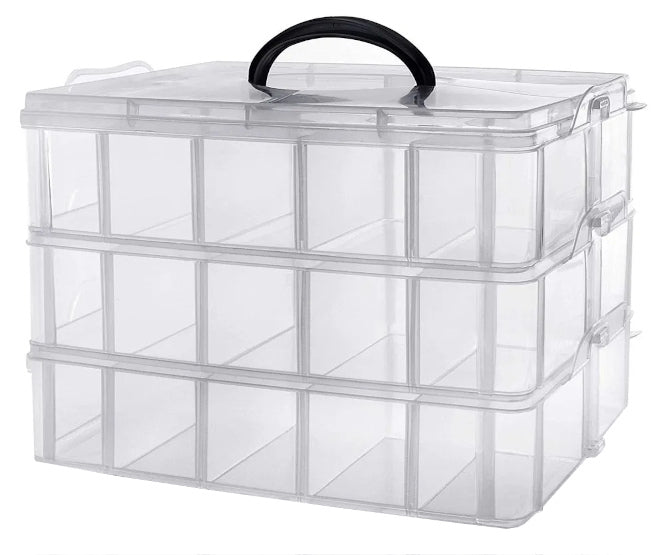 60 Conpartment Clear White Plastic Storage Bin 25x17x18mm 220639