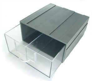 Drawer 2 U 2 Compart Grey/Clear 2 D 50x112x115mm