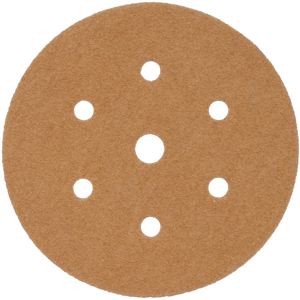 Gold Disc (50 Pieces) 40 Grit 150 Mm X 6+1 Holes Hook And Loop