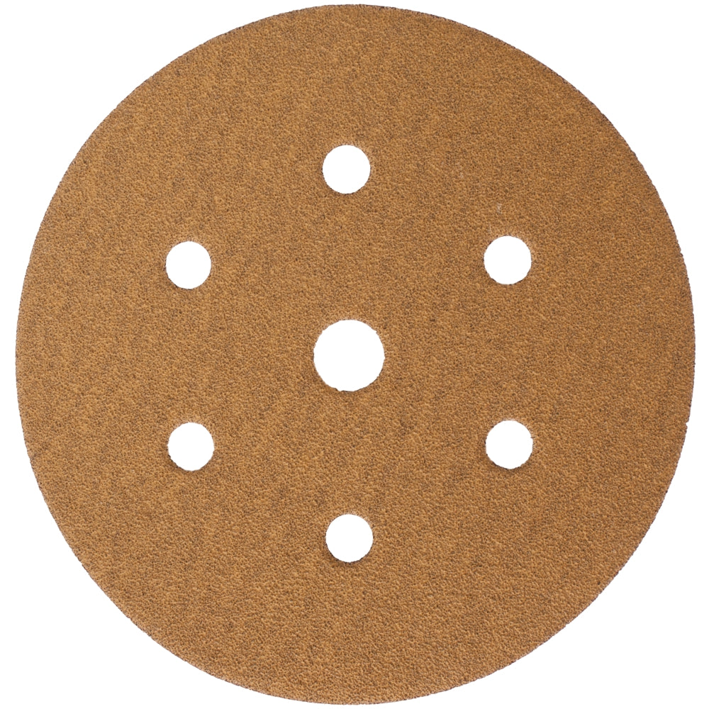 Gold Disc (50 Pieces) 80 Grit 150 Mm X 6+1 Holes Hook And Loop