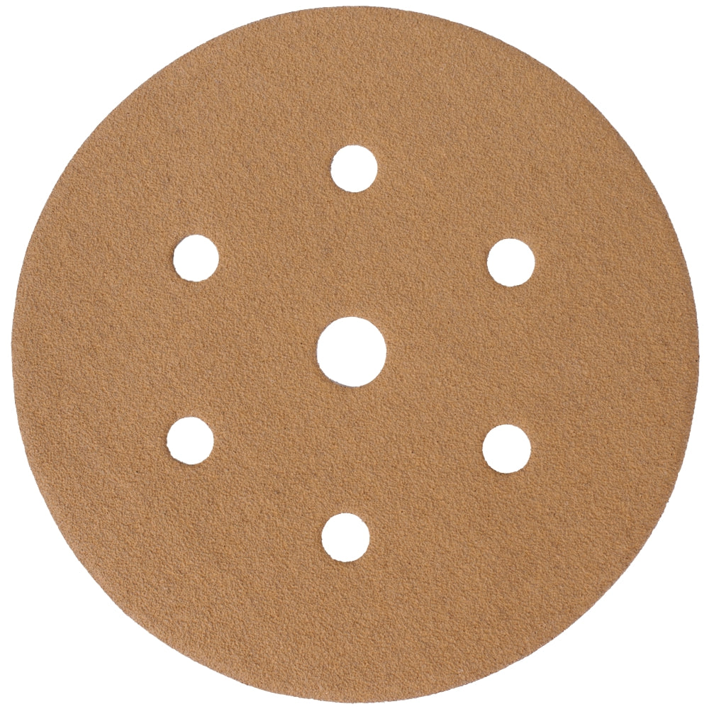 Gold Disc (50 Pieces) 120 Grit 150 Mm X 6+1 Holes Hook And Loop