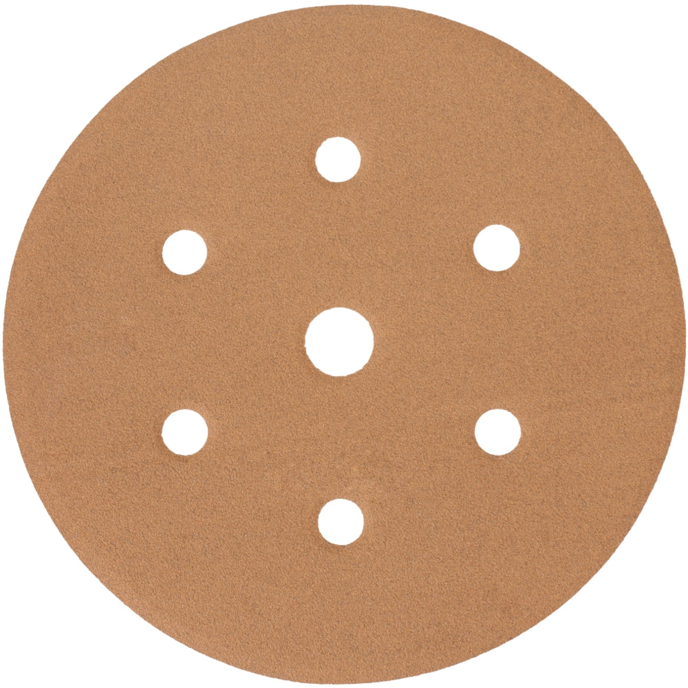 Gold Disc (50 Pieces) 180 Grit 150 Mm X 6+1 Holes Hook And Loop