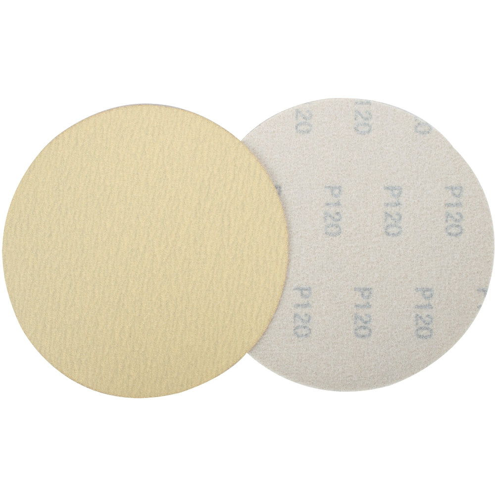 Gold Disc (50 Pieces) 120 Grit 150 Mm Without Hole Hook And Loop