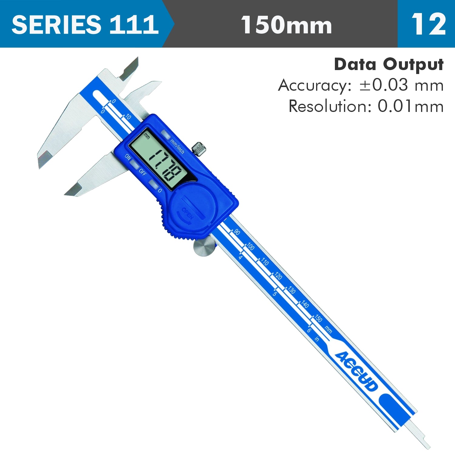 Dig. Caliper 150 Mm 0.03 Mm Acc. S/Steel 0.01 Mm Res.