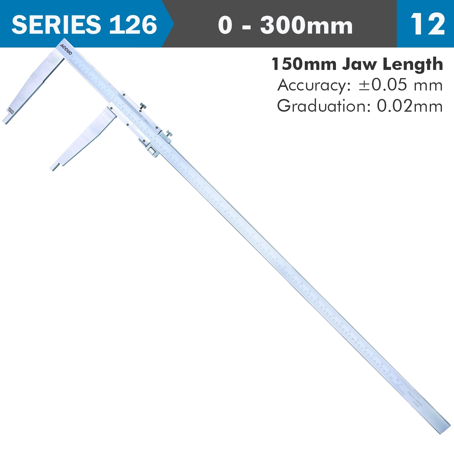 Vernier Caliper 300 Mm 0.05 Mm Acc. 150 Mm 0.02 Mm Grad S/Steel