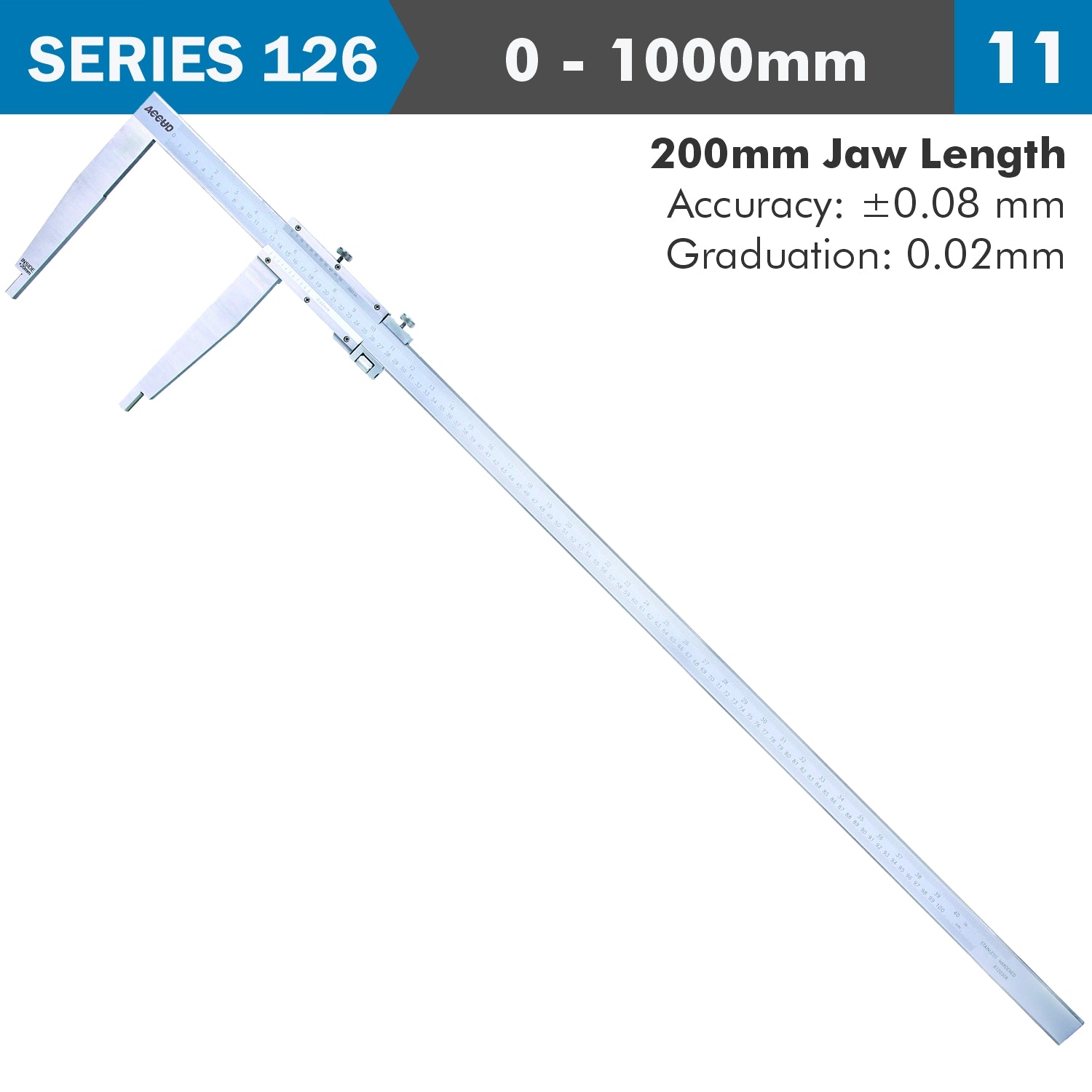 Vernier Caliper 1000 Mm 0.08 Mm Acc. 200 Mm 0.02 Mm Grad S/Steel