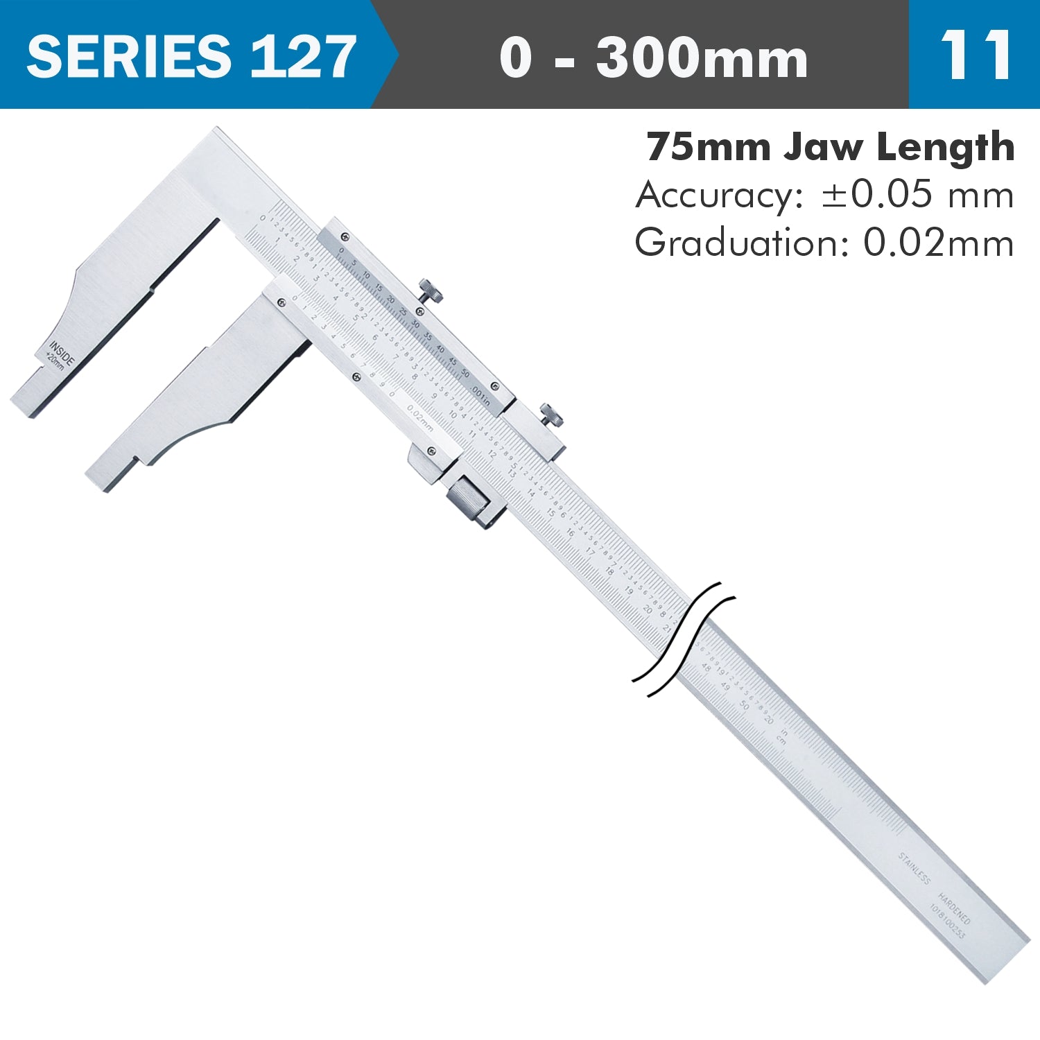 Vernier Caliper 300 Mm 0.05 Mm Acc. 75 Mm 0.02 Mm Grad S/Steel