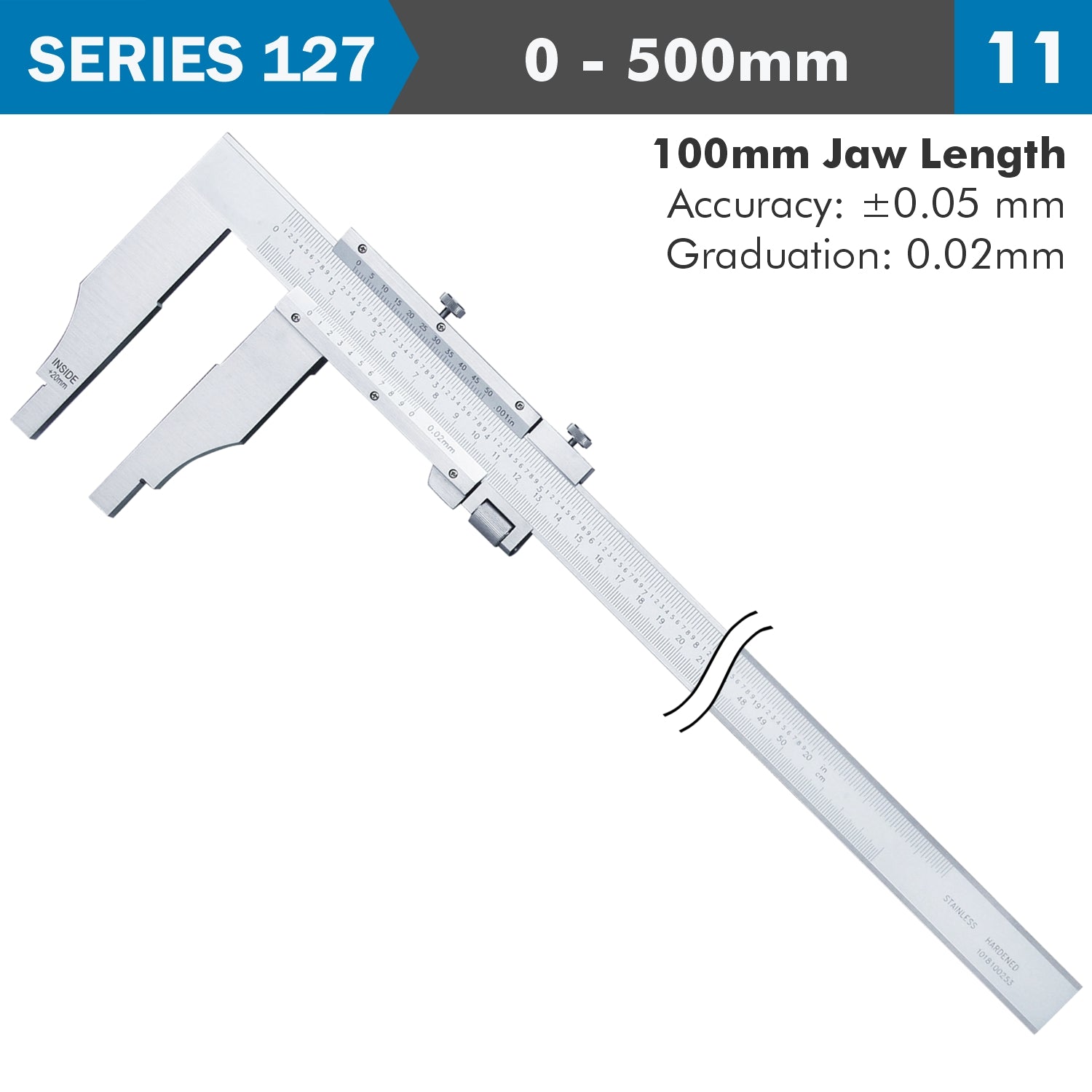 Vernier Caliper 500 Mm 0.05 Mm Acc. 100 Mm 0.02 Mm Grad S/Steel