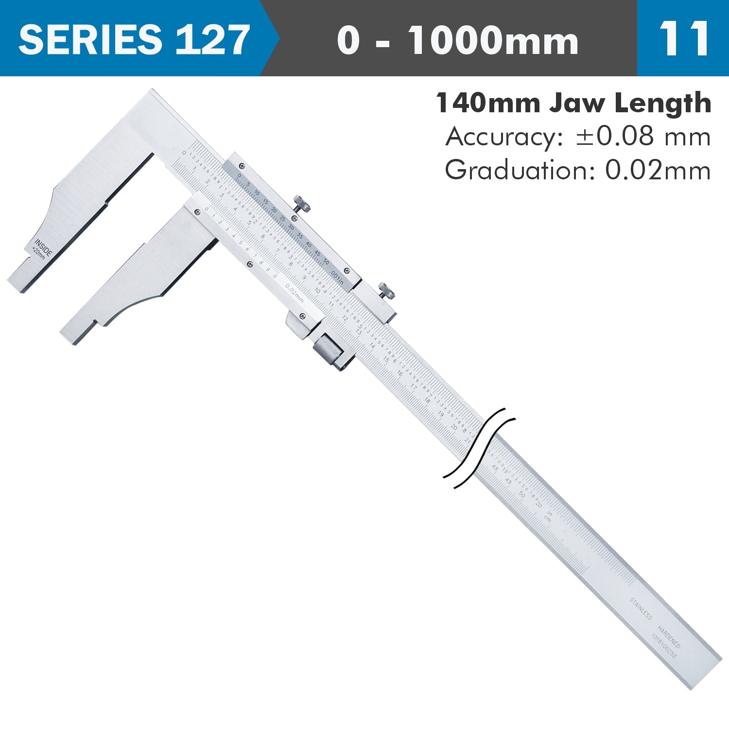 Vernier Caliper 1000 Mm 0.08 Mm Acc. 140 Mm 0.02 Mm Grad S/Steel