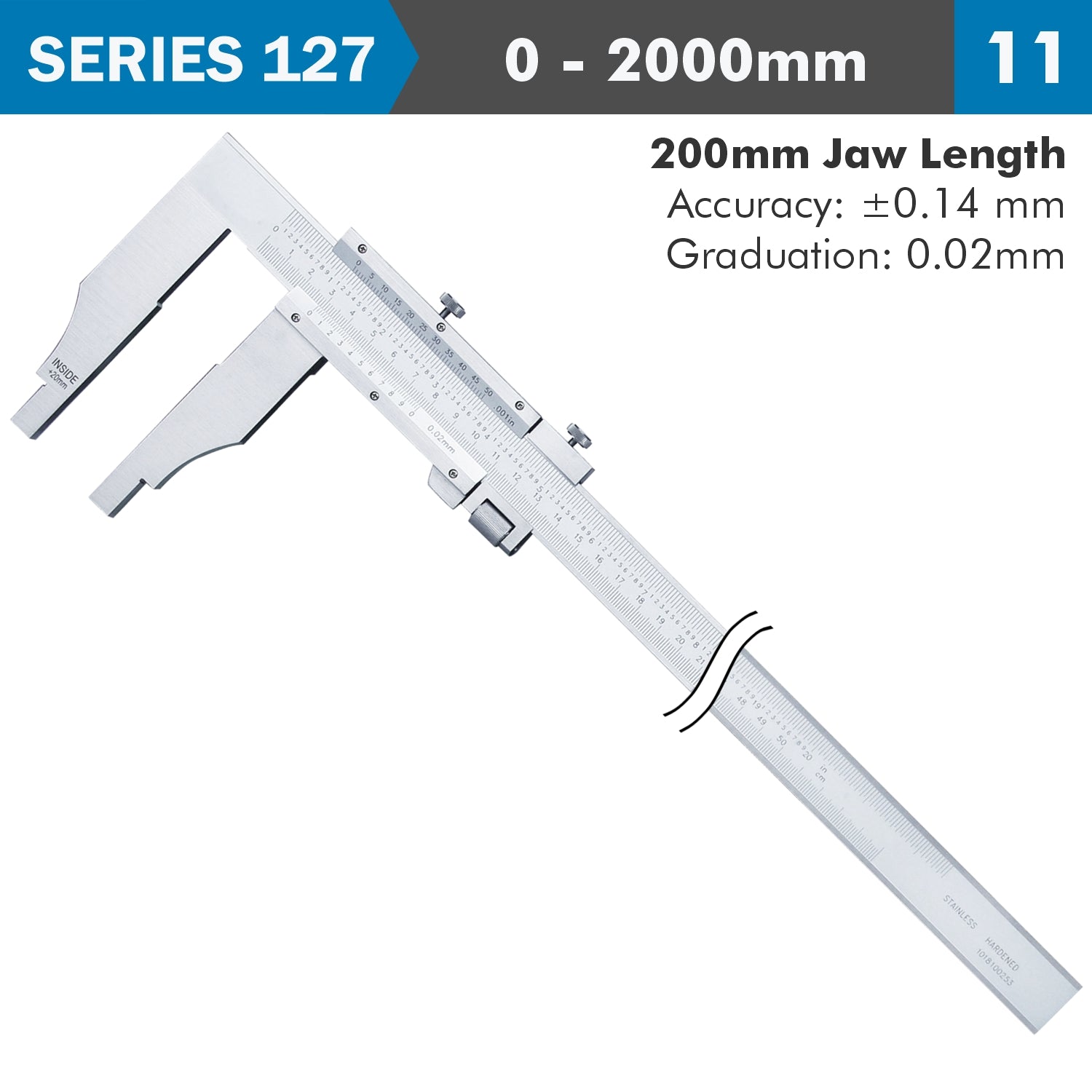 Vernier Caliper 2000 Mm 0.14 Mm Acc. 200 Mm 0.02 Mm Grad S/Steel