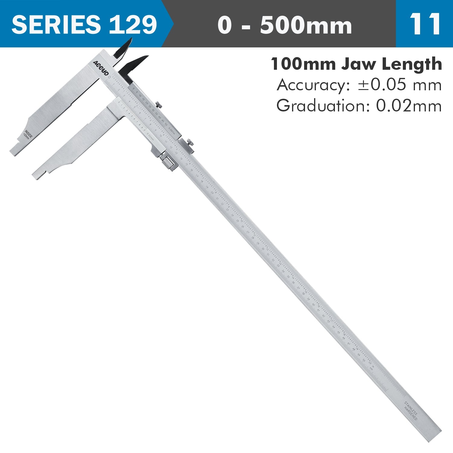 Vernier Caliper 500 Mm 0.05 Mm Acc. 100 Mm 0.02 Mm Grad S/Steel