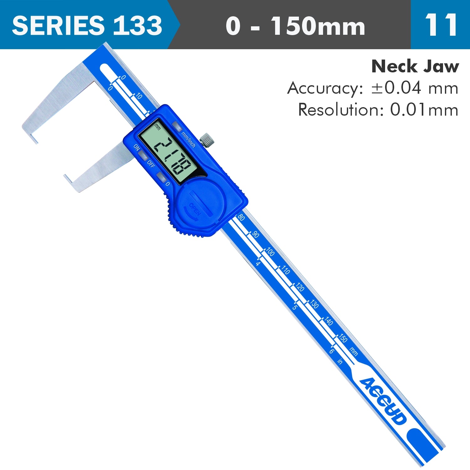 Dig. Caliper 150 Mm 0.04 Mm Acc. Outside Neck 0.01 Mm Res. S/Steel