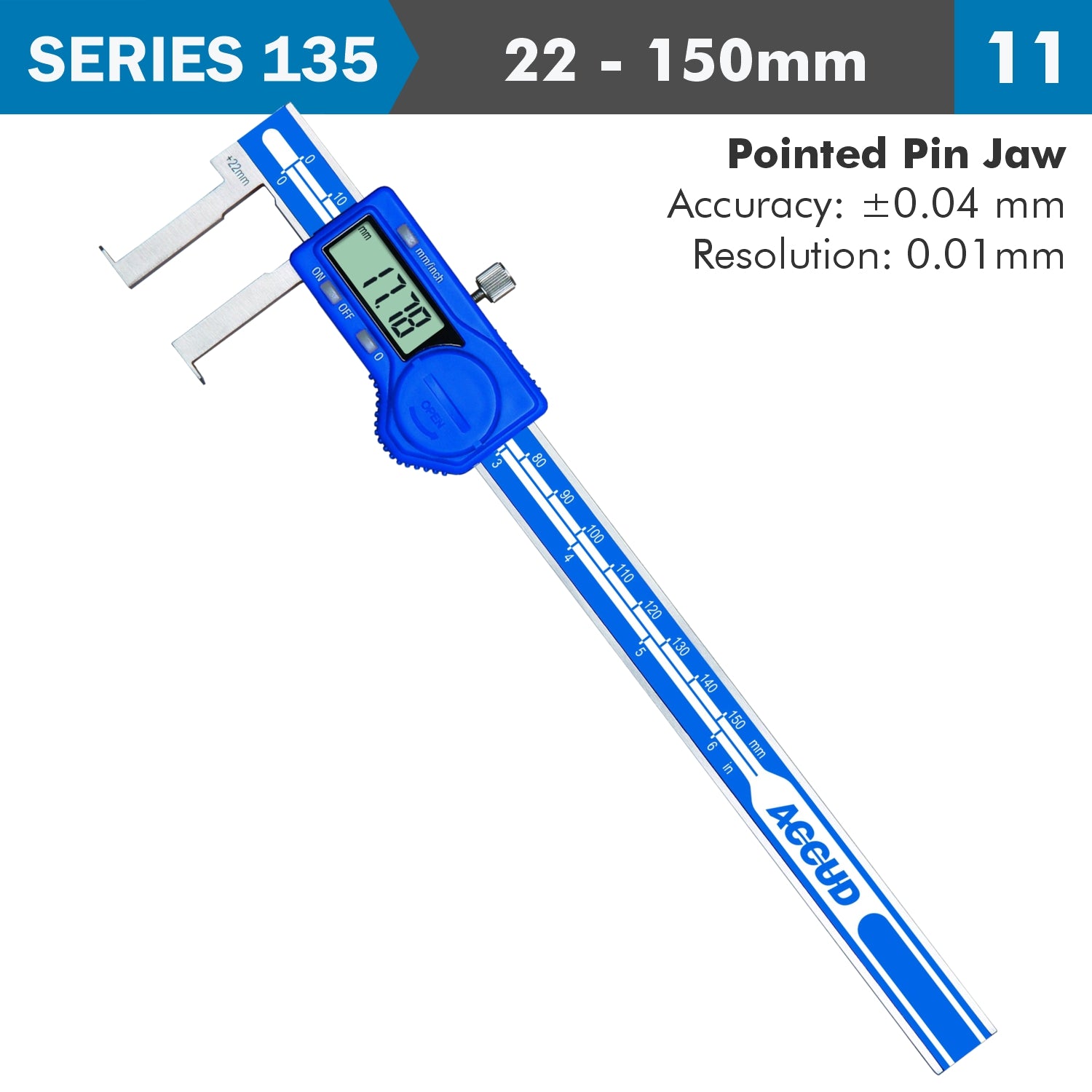 Dig. Caliper 22 150 Mm 0.04 Mm Acc. Inside Neck 0.01 Mm Res. S/Steel