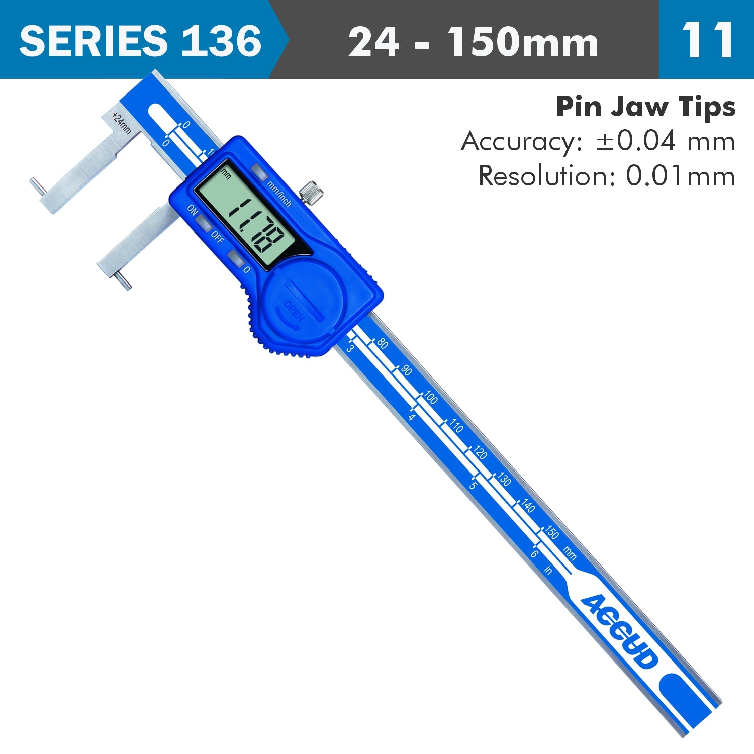 Dig. Caliper 24 150 Mm 0.04 Mm Acc. Inside Point 0.01 Mm Res. S/Steel