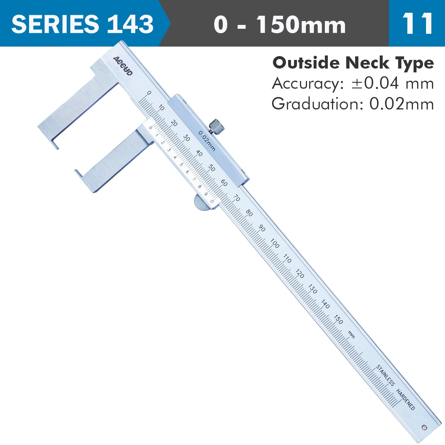 Vernier Caliper 150 Mm 0.04 Mm Acc. Outside Neck 0.02 Mm Grad. S/Steel