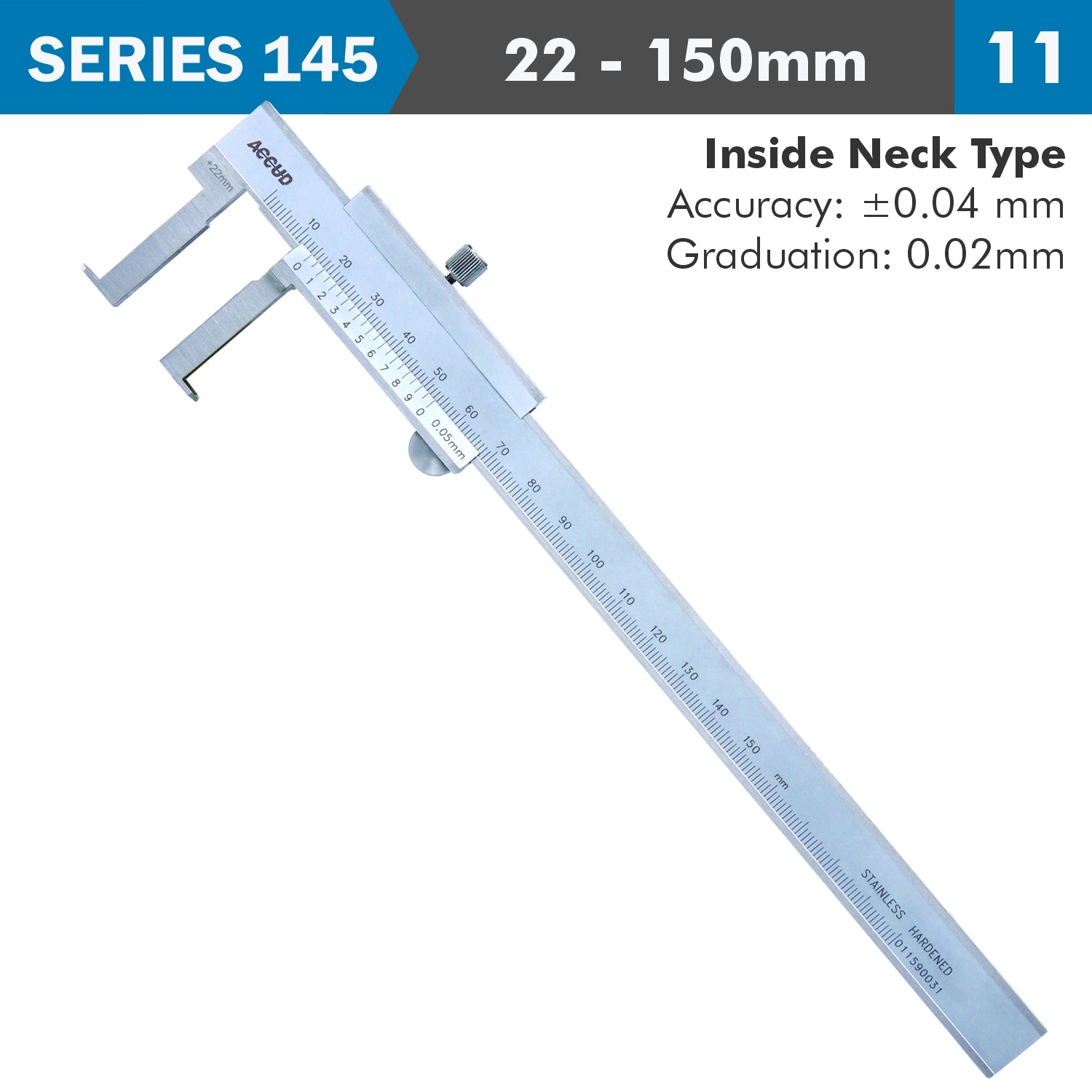 Vernier Caliper 22 150 Mm 0.04 Mm Acc. 0.02 Mm Grad. Inside Neck S/Steel