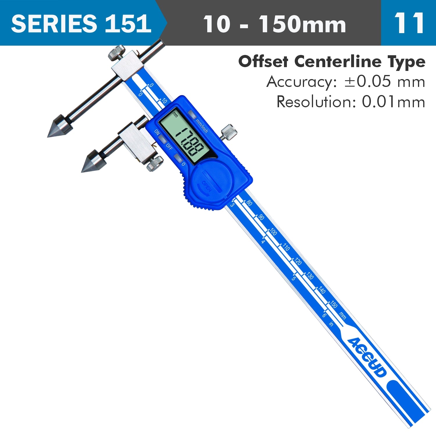 Dig. Caliper 10 150 Mm Offset Centerline 0.05 Mm Acc. 0.01 Mm Res. S/Stee