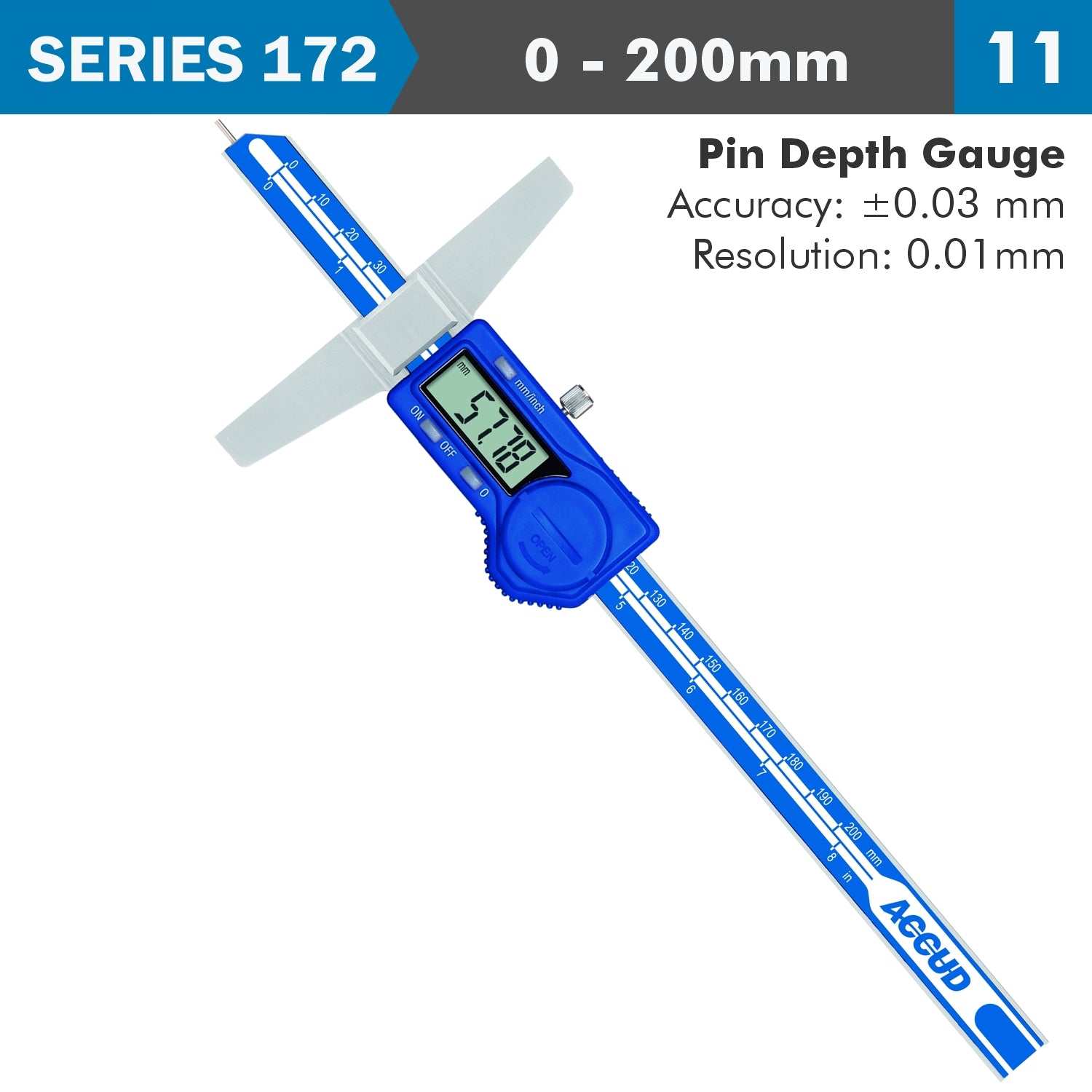 Dig. Caliper 200 Mm 0.03 Mm Acc. Pin Depth 0.01 Mm Res. S/Steel