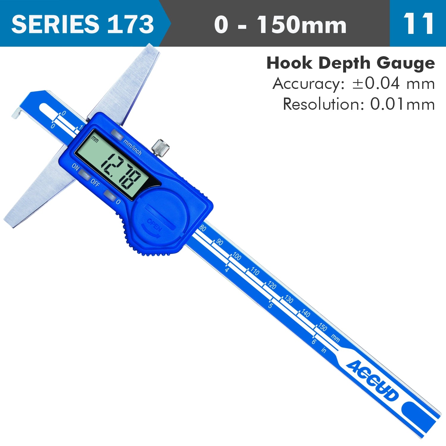 Dig. Caliper 150 Mm 0.04 Mm Acc. Hook Depth 0.01 Mm Res. S/Steel