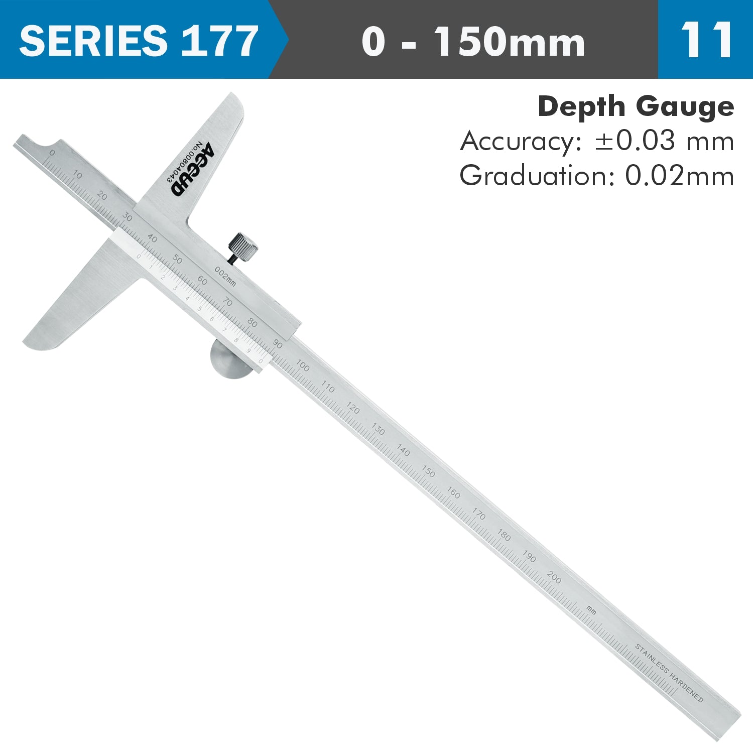 Vernier Depth Caliper 150 Mm 0.03 Mm Acc. 0.02 Mm Grad. S/Steel