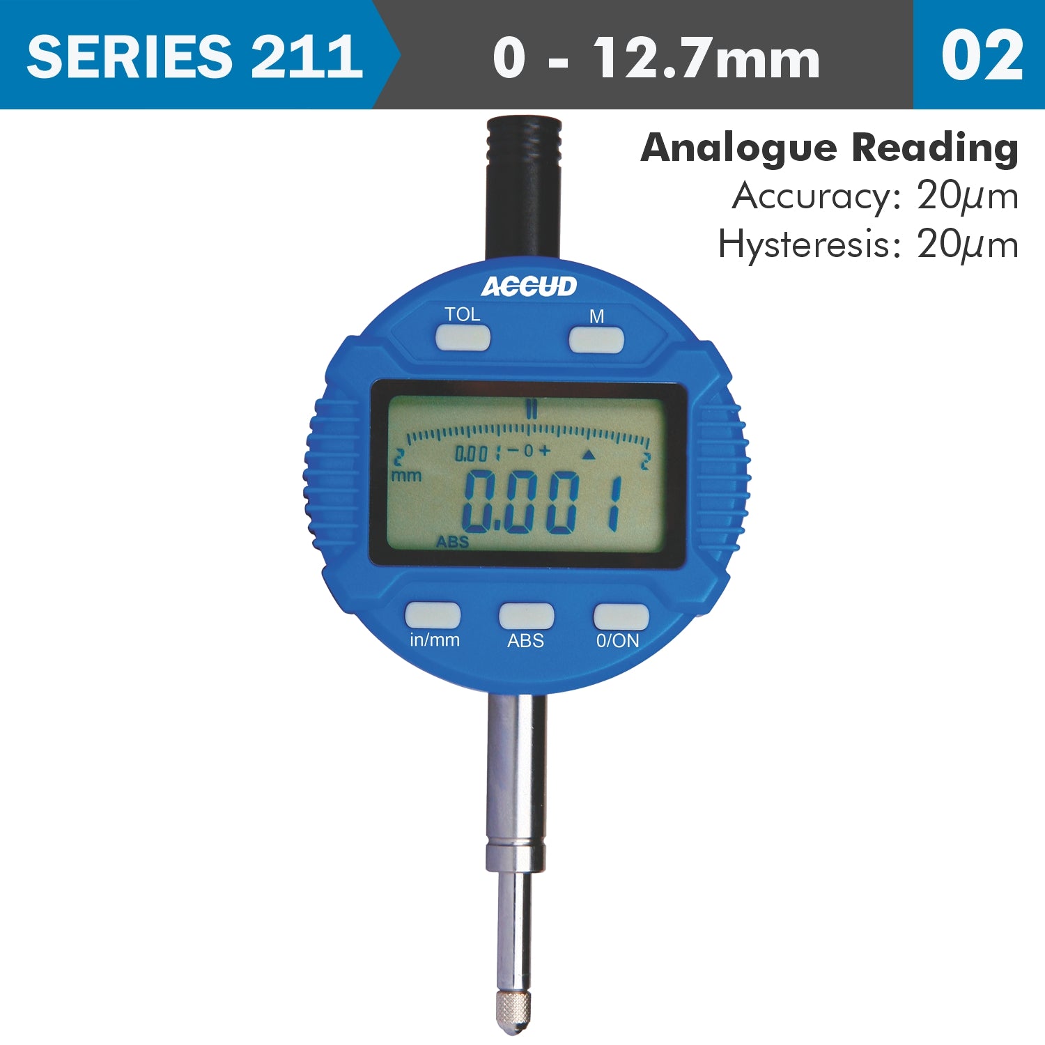 Digital Indicator Flat Back 12.7 Mm/0.5'