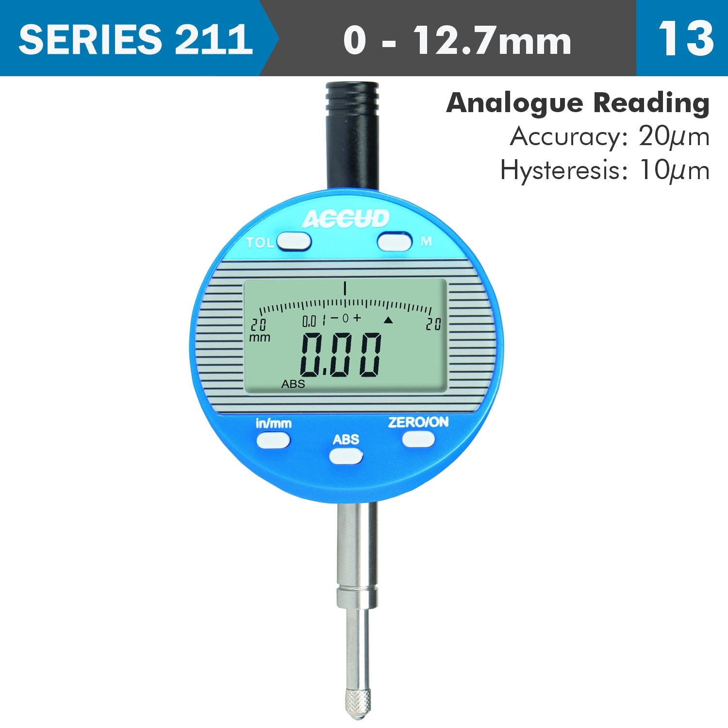 Digital Indicator Flat Back 12.7 Mm/0.5'