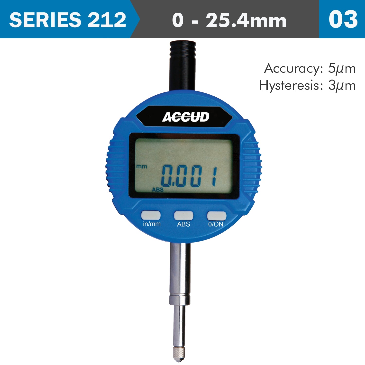 Digital Indicator Flat Back 25.4 Mm/1' Res0.001 Acc 5 Mic