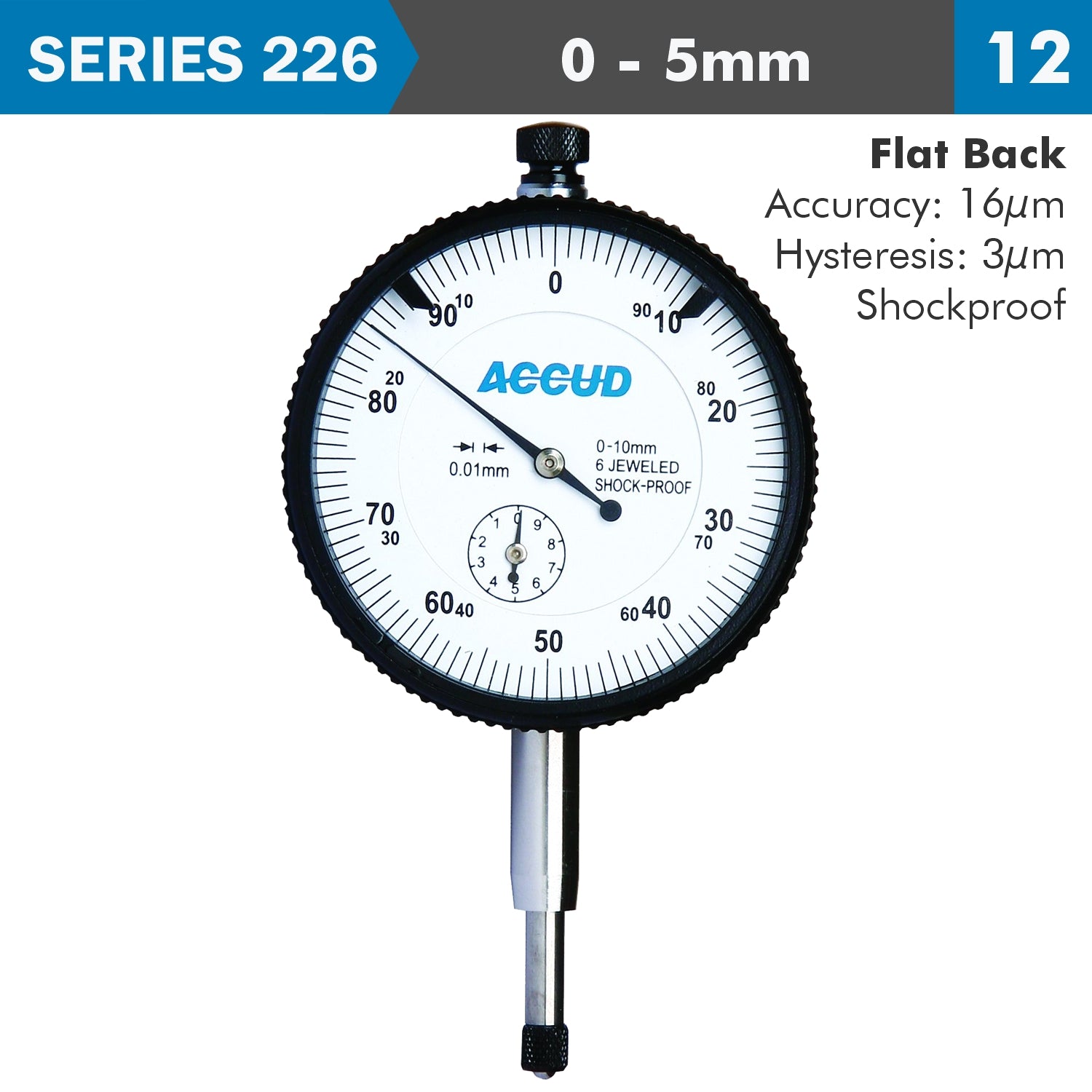 Shockproof Dial Indicator Flat Back 5 Mm