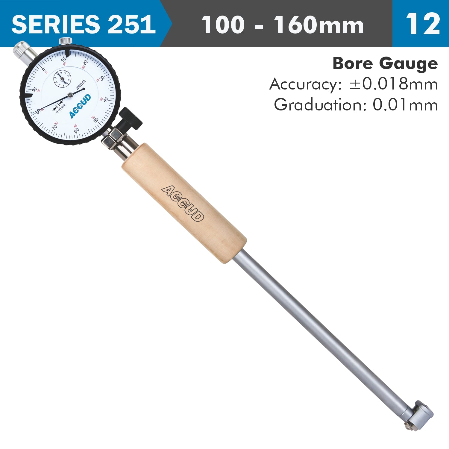 Dial Bore Gauge 100 160 Mm 0.018 Mm Acc. 0.001 Mm Grad.