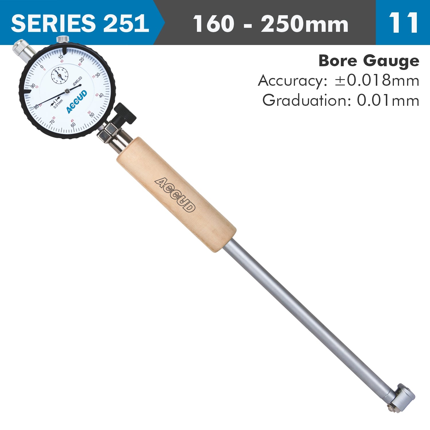 Dial Bore Gauge 160 250 Mm 0.018 Mm Acc. 0.001 Mm Grad.