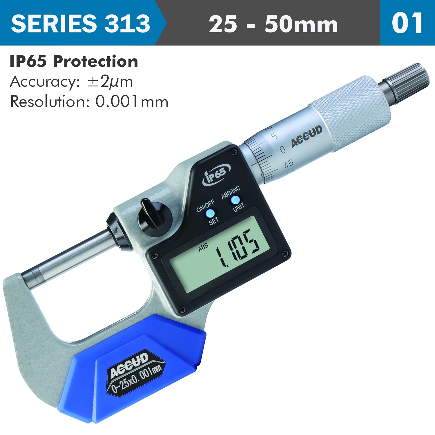 Dig. Outside Micrometer 25 50 Mm 0.003 Mm Acc Ip65. 0.001 Mm Res.