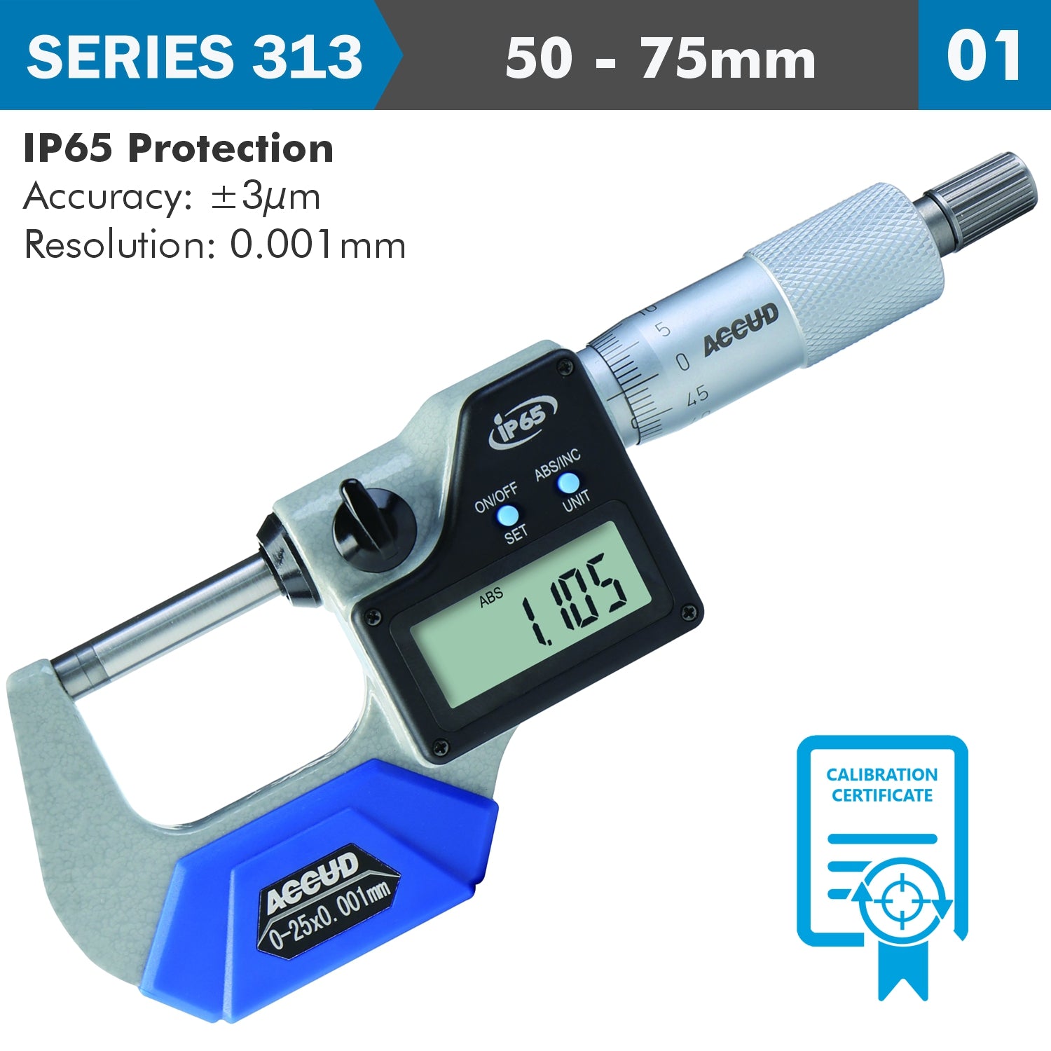 Accud Digital Outside Micrometer.Ip65. 5