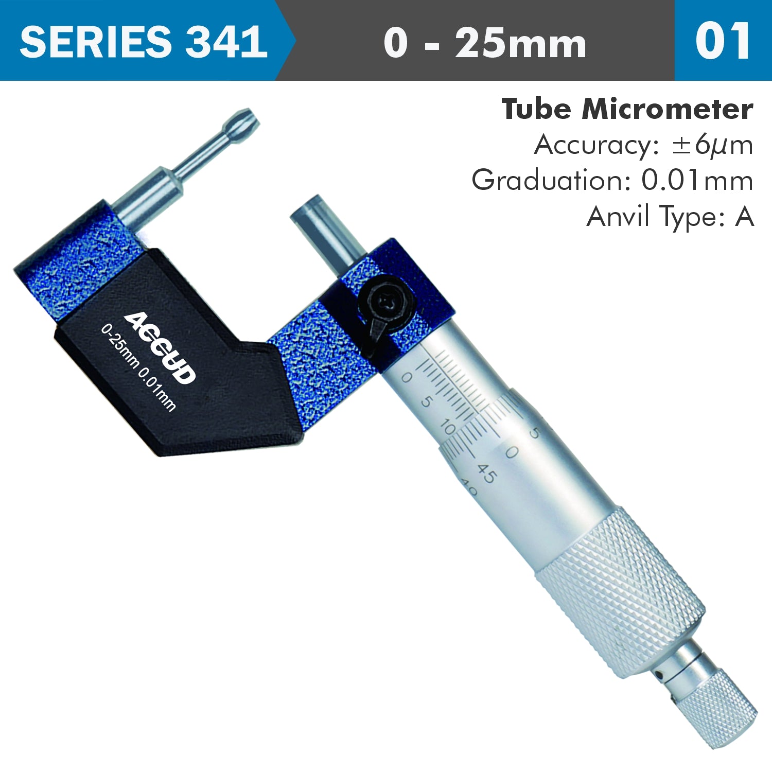 Tube Micrometer 25 Mm 0.006 Mm Acc. 8 X1.8 Mm Anvil 0.01 Mm Grad.