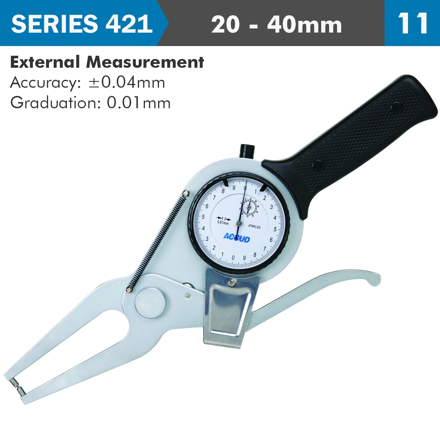 Ext. Dial Caliper Gauge 20 40 Mm 0.04 Mm Acc. 0.01 Mm Grad. Jaw Length 60