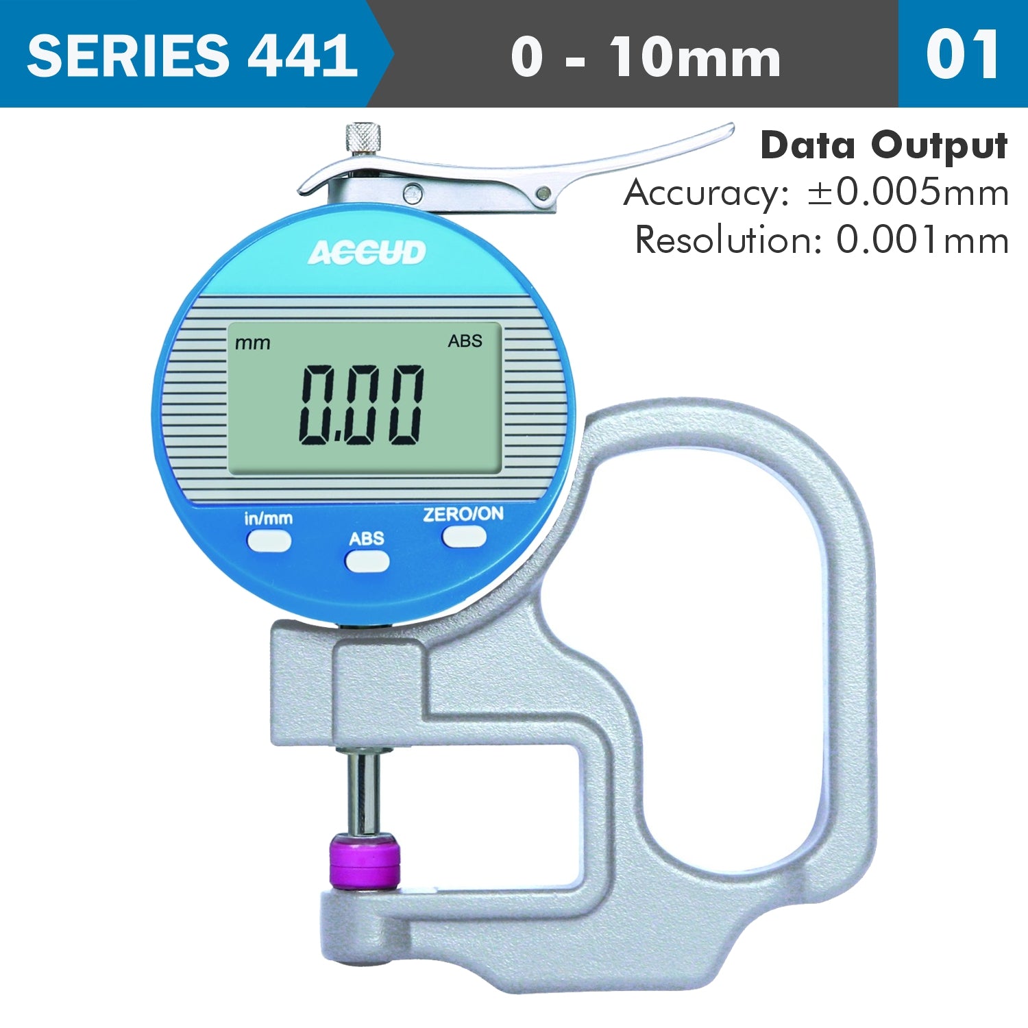 Dig. Thickness Gauge 10 Mm 0.005 Mm Acc. 0.001 Mm Res. Ceramic Anvil