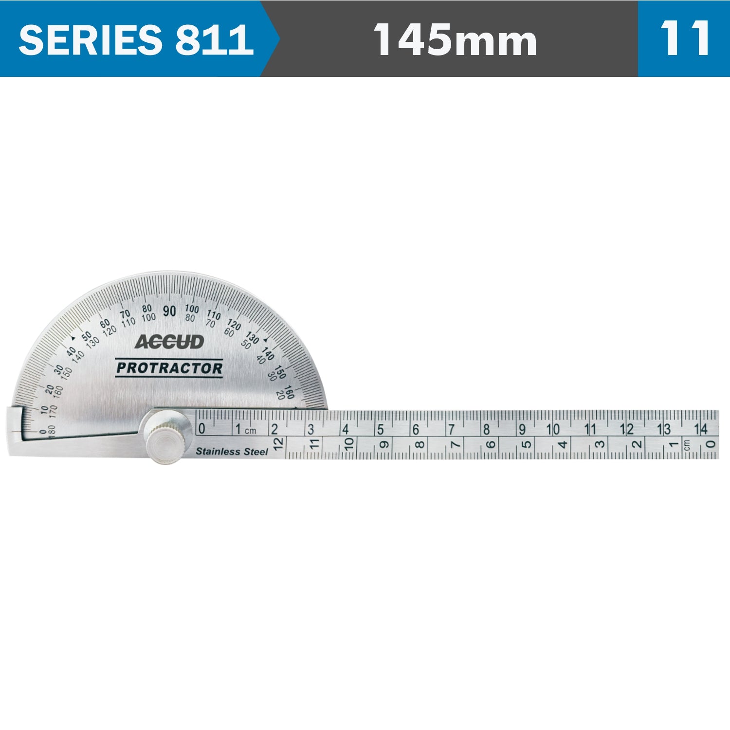 Protractor 90 Mm X 145 Mm 0 180 Deg. Range 0.3 Deg Accuracy