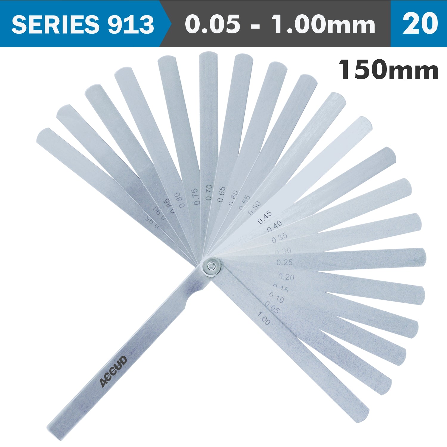 Long Feeler Gauge 150 Mm 0.05 1.00 20 Leaves Din2275