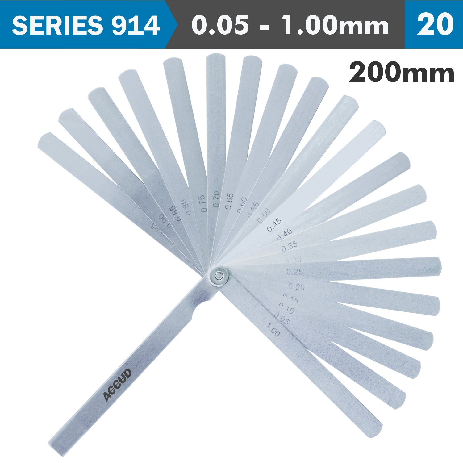 Long Feeler Gauge 200 Mm 0.05 1.00 20 Leaves Din2275