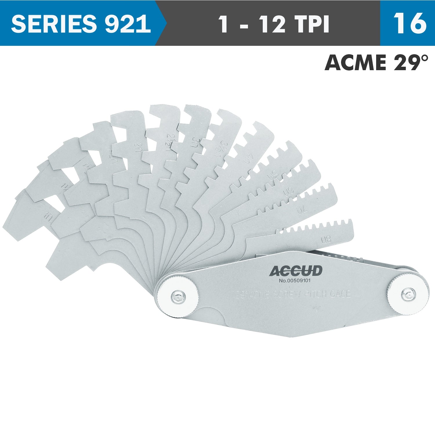 Pitch Gauge 1 12 Tpi 2 Acme29 Deg. Thread 16 Leaves 0.07 Mm Acc.