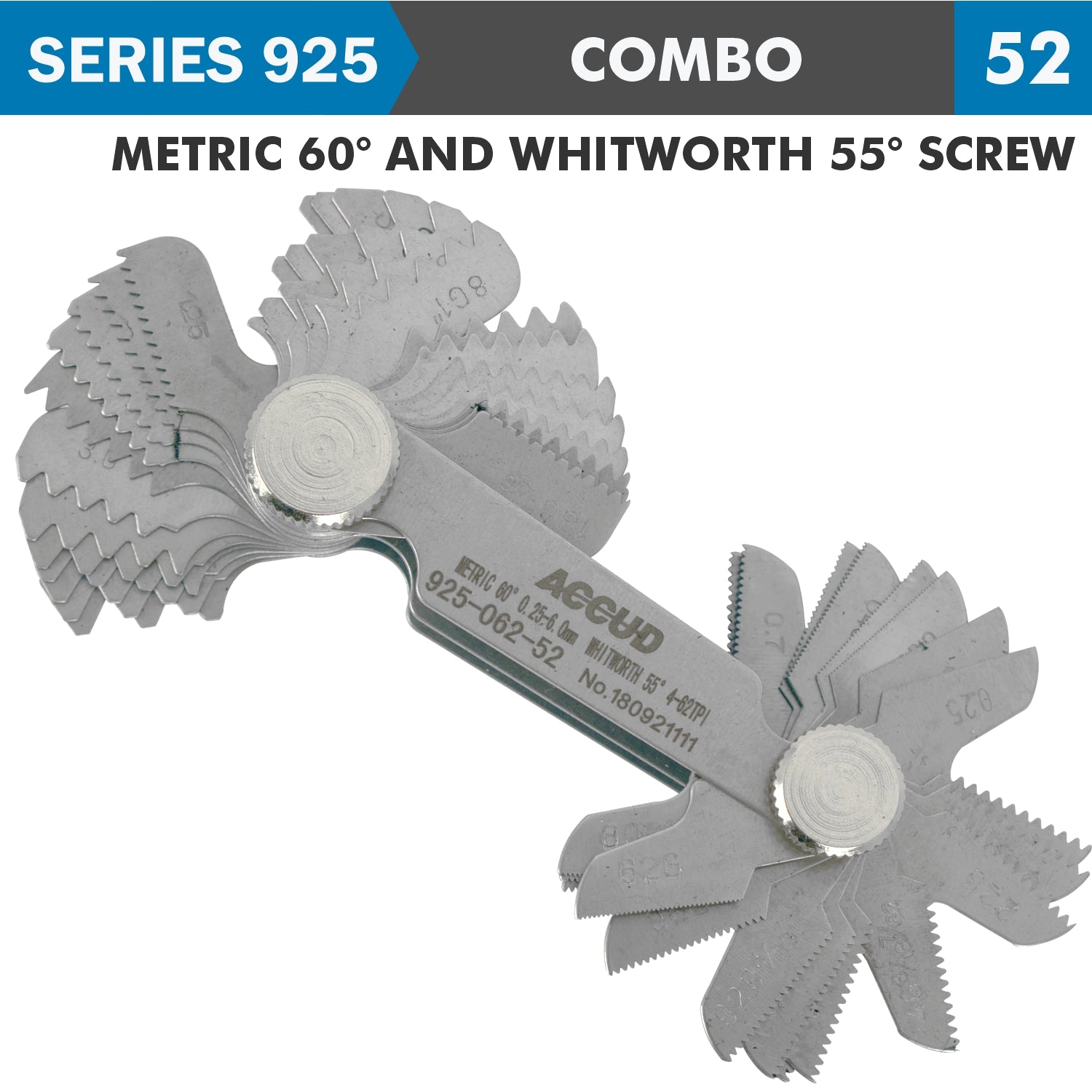 Pitch Gauge Metric 0.25 6 Mm & 4 62 Tpi 52 Leaves 60 Deg. And Whitworth 5