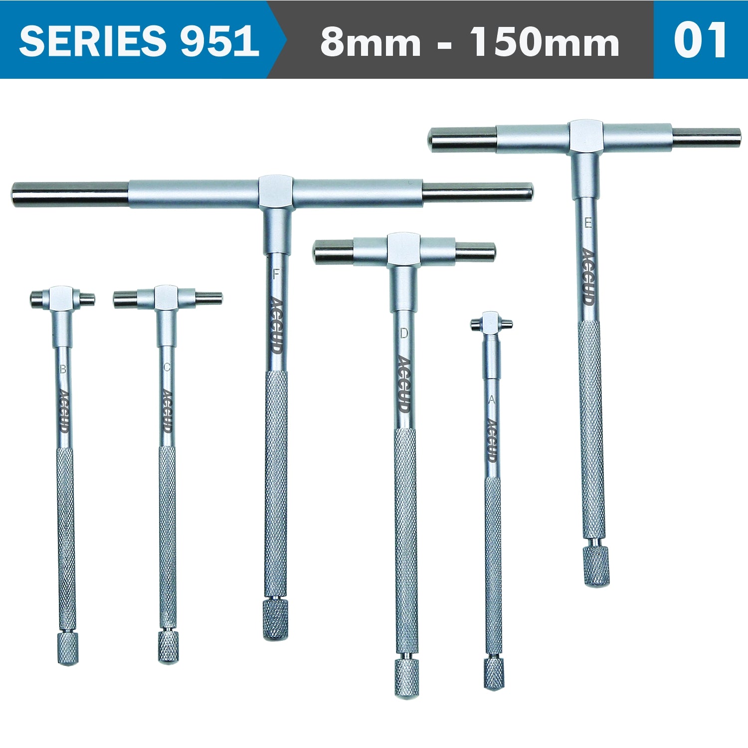 Telescopic Gauge Set 6 Pc Satin Chrome Finish