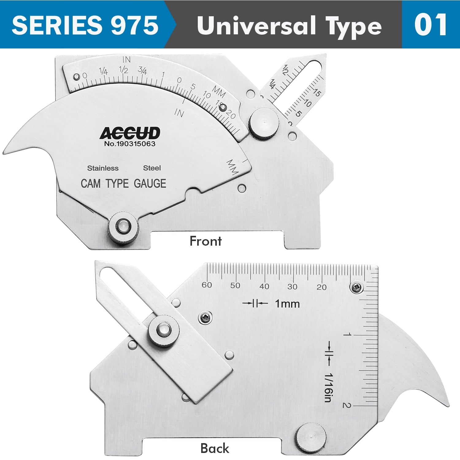 Welding Gauge 7 X Measuring Appl. 25,20 Mm,60 Deg. Range S/Steel