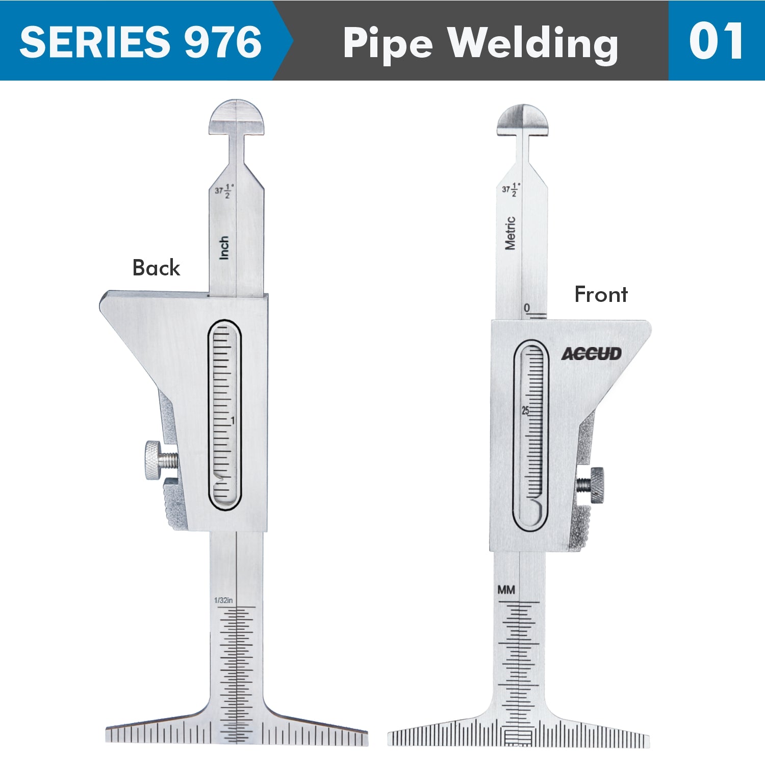 Pipe Welding Gauge 7 X Measuring Appl. 35,45,60,30,1.6,2.4 Mm, 37.5 Deg.