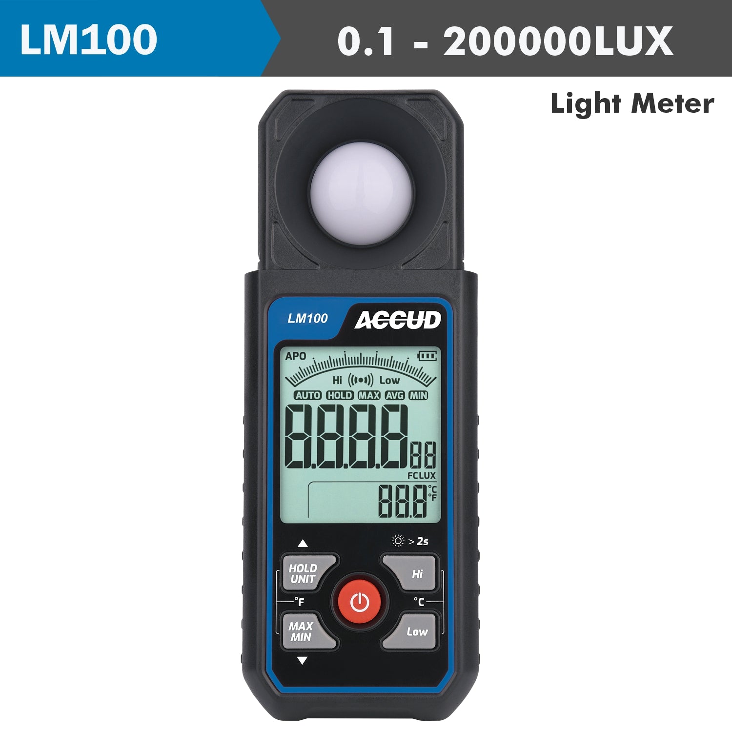 Light Meter 0.1 200000 Lux Range 6% Accur 400 700 Mm Light Wave Length