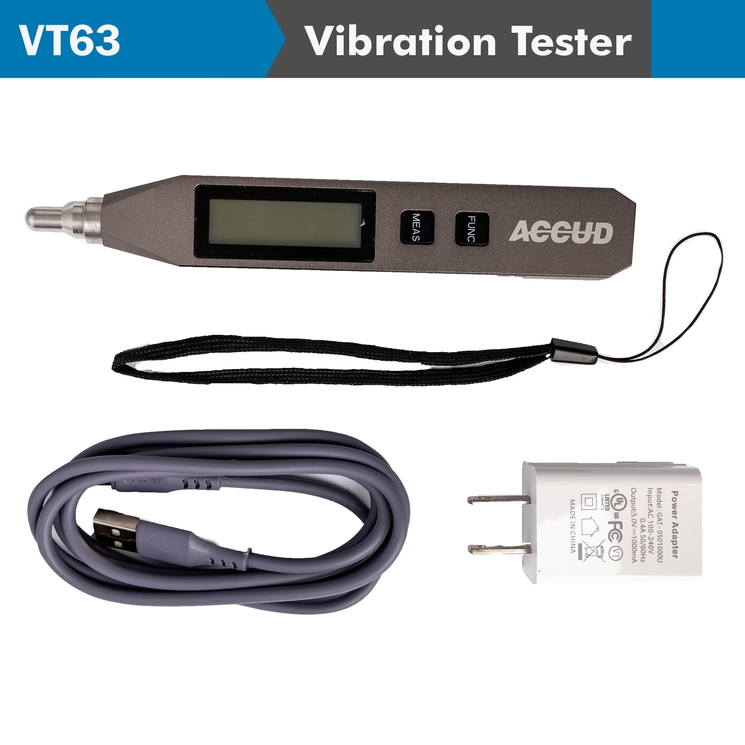 Pen Type Vibration Tester 5% Acc. Rechargeable Bat. 40 Deg. C.