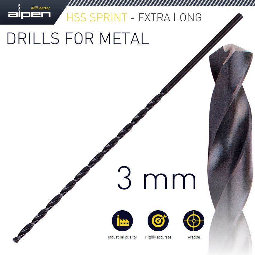 Hss Drill Bit 3 Mm 150 X100 Extra Long