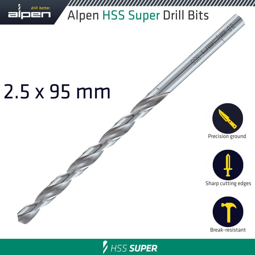 Hss Drill Bit Long 2.5 X 95 Mm Bulk