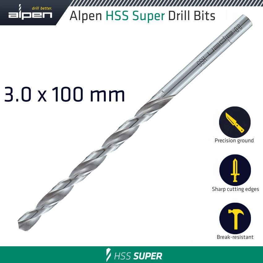 Hss Drill Bit Long 3 X 100 Mm Bulk