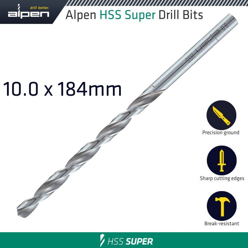 Hss Drill Bit Long 10 X 184 Mm Bulk